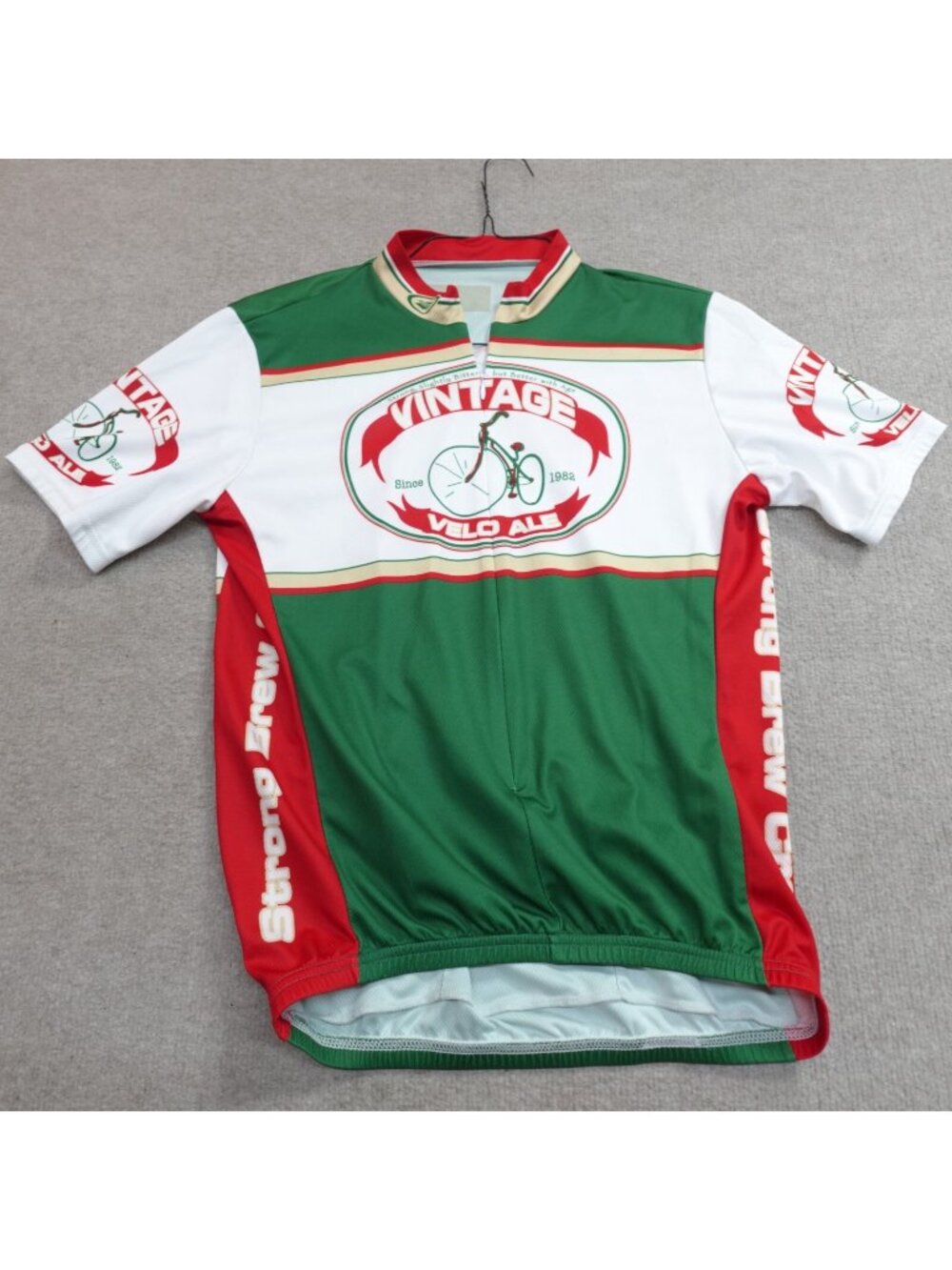 Vintage Velo Ale Cycling Jersey Large Green 3/4 Zip Performance
